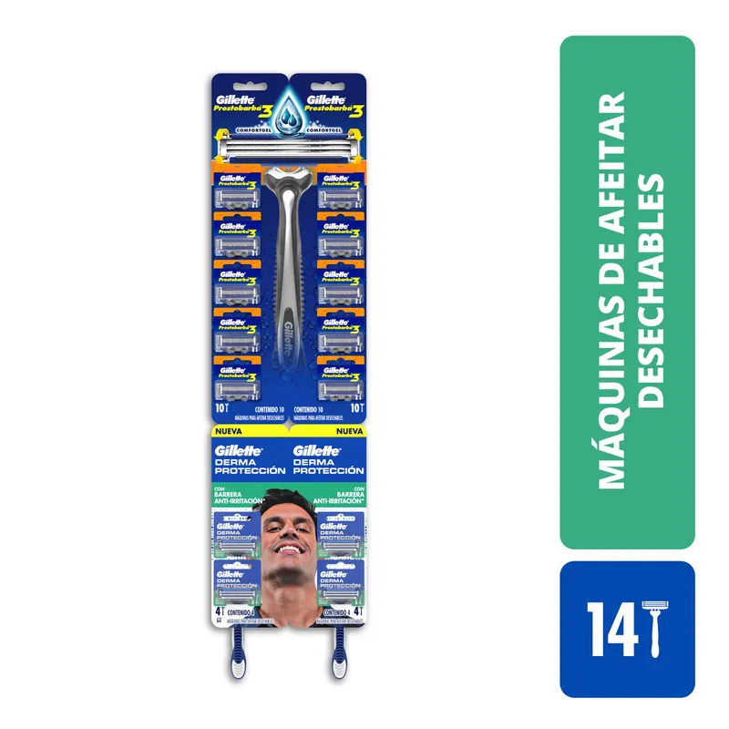Máquina Afeitar Prest 3 10und+4 Derm Prot