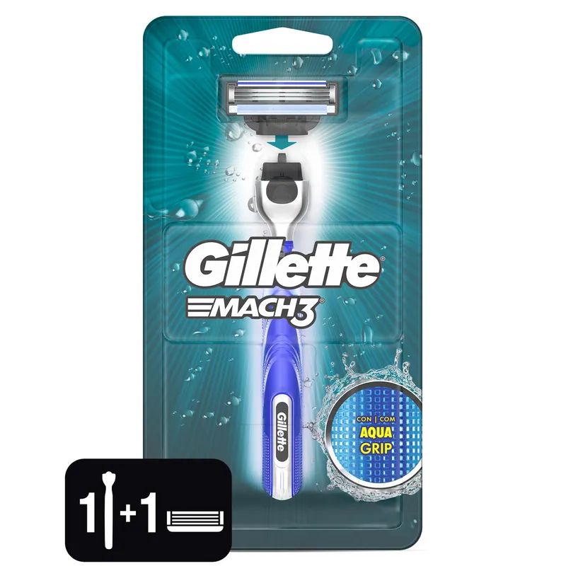 Máquina Afeitar Gillette Mach 3 Aqua Grip