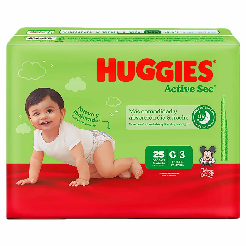 Pan Huggies Active Sec Et 3 Gde 25 unidades