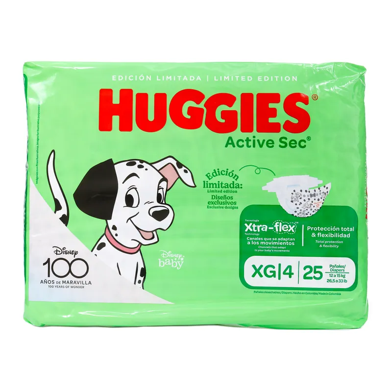 Pan Huggies Active Sec Et 4 Xg 25 unidades