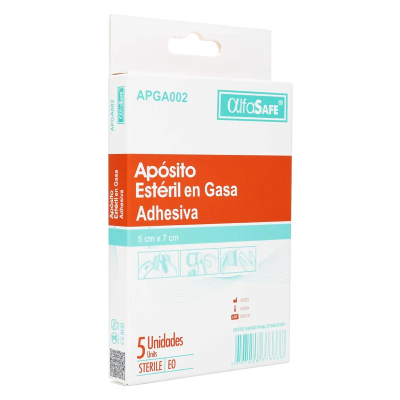 Aposito Esteril Gasa Adhe Alfasafe 5 Uds