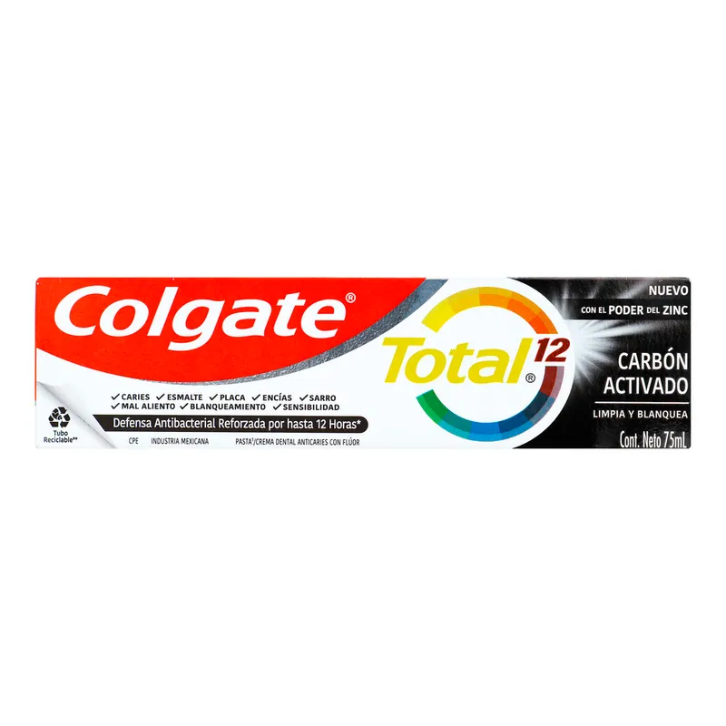 Cre Colgate Total 12 Carb Activado 75 mL