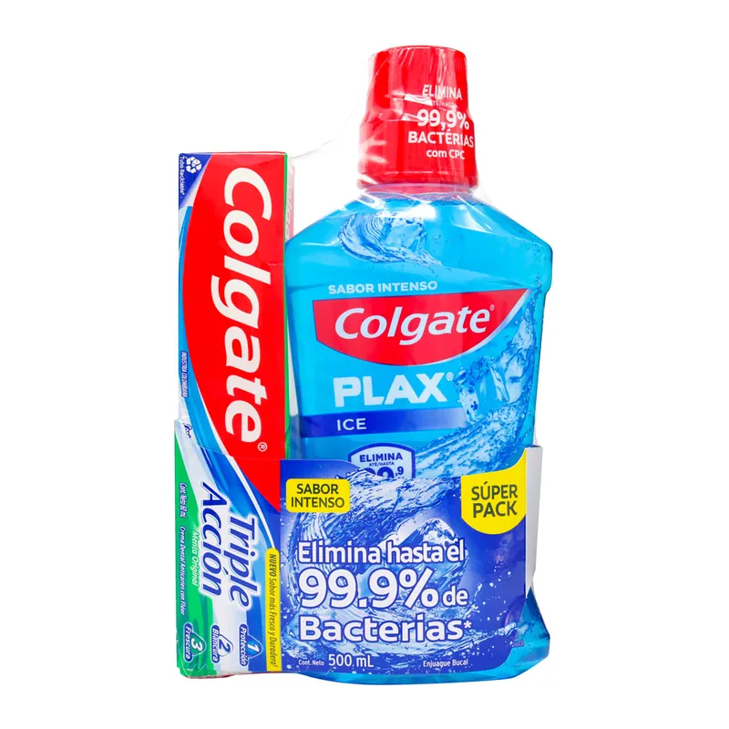 Enj Colgate Plax Ice 500 Ml+cre Tri Acc