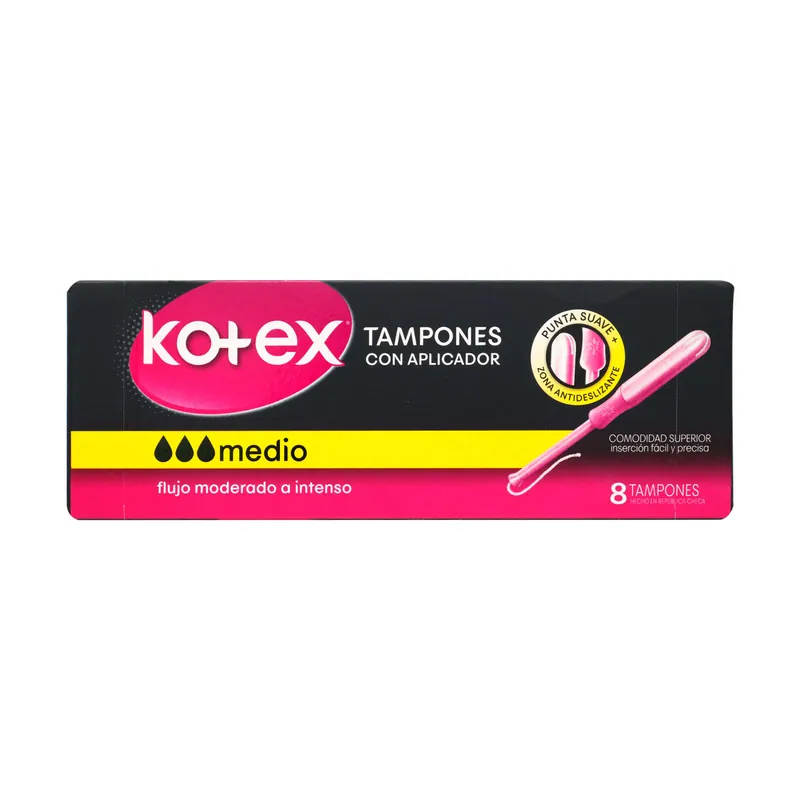 Tampon Kotex Medio con Aplicador 8 unidades