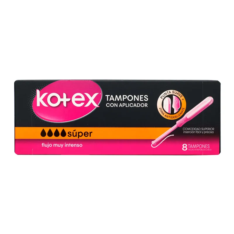 Tampon Kotex Super con Aplicador 8 unidades