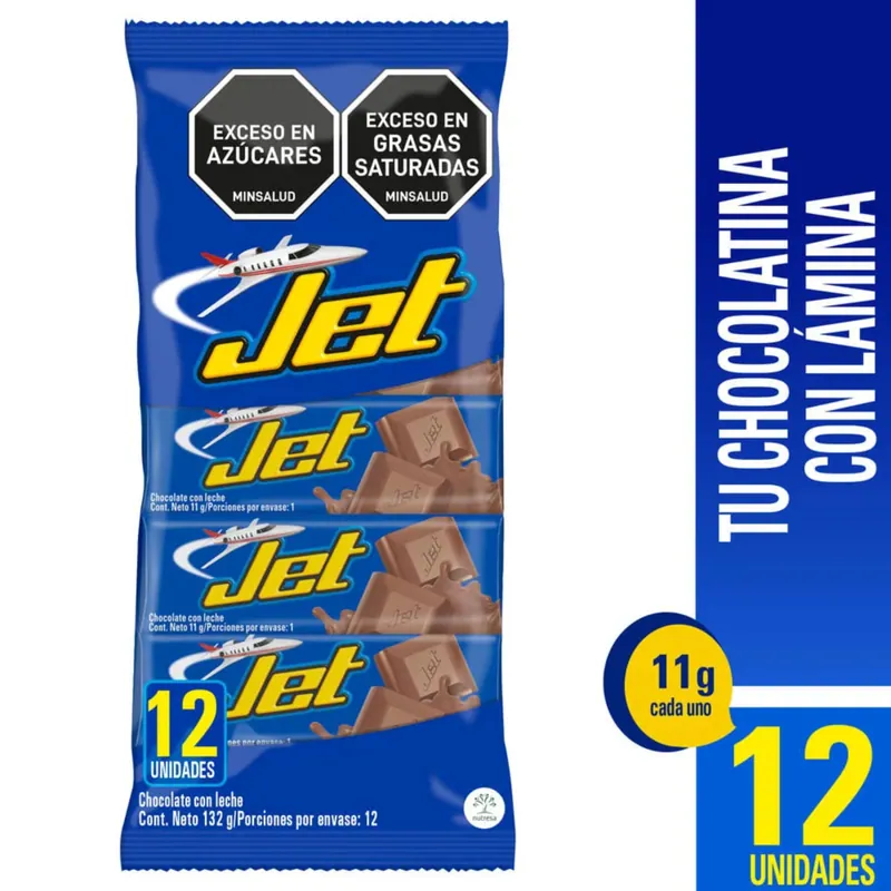 Chocolatina Jet con Leche 11 g 12 unidades