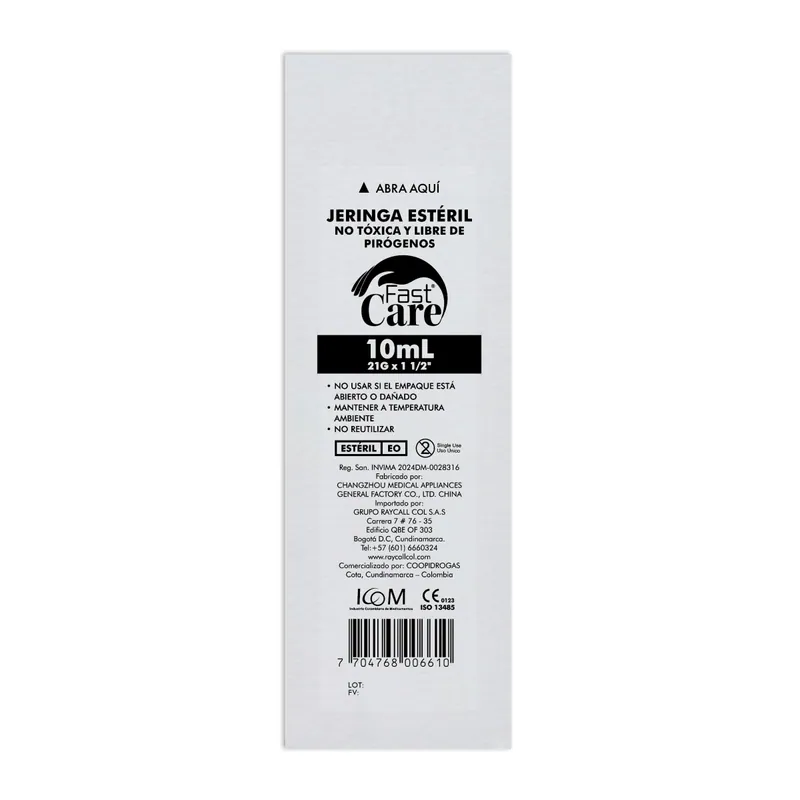 Jeringa 3p 10 mL 21x1.1/2 Fa unidades ICOM