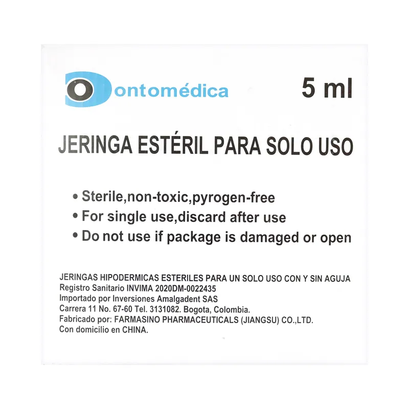 Jeringa 5 mL 21gx1 1/2 100 unidades Amalgade
