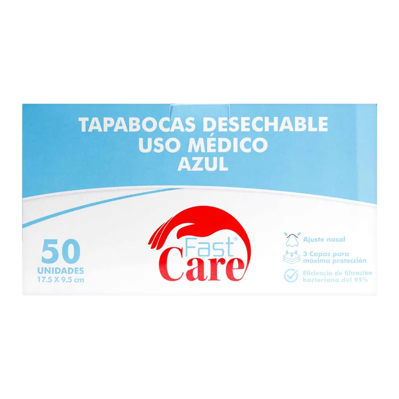 Tapabocas Azul Fast Care 50 unidades ICOM