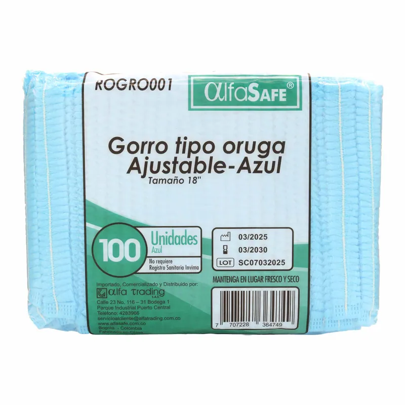 Gorro Tipo Oruga Azul Alfa 100 unidades