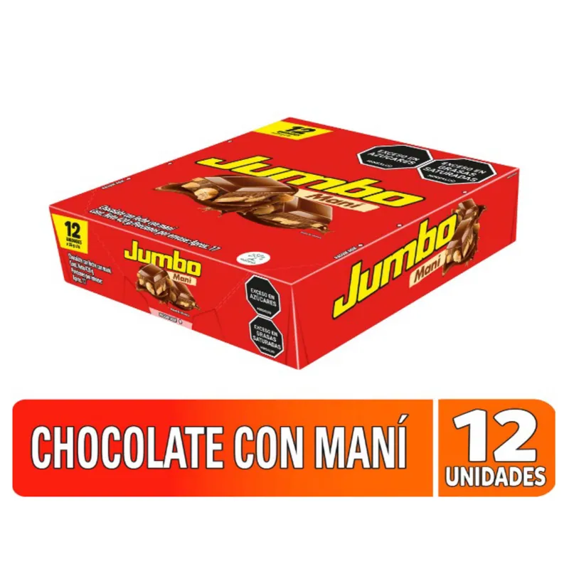 Chocolatina Jumbo Mani 35 g 12 unidades
