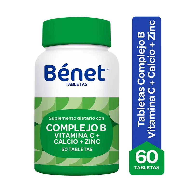 Benet Complejo B + Vit C + Calcio 60 tabletas
