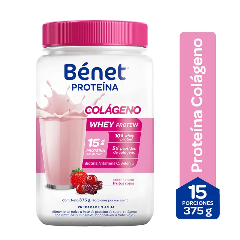 Proteína Benet colágeno Frutos Rojo 375 g