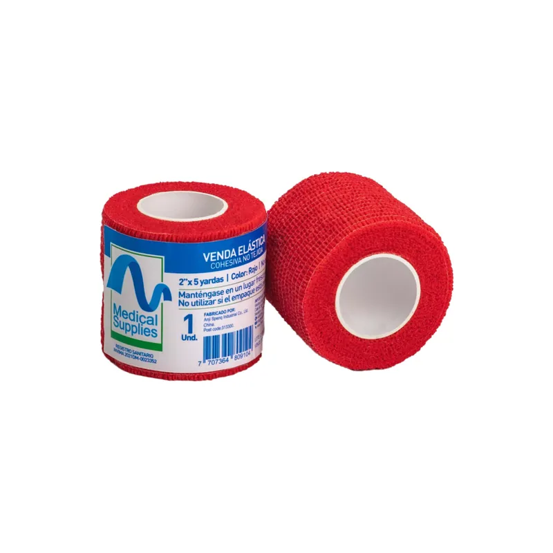 Venda Cohesiva No Tejida 2 x 4.5mt Rojo