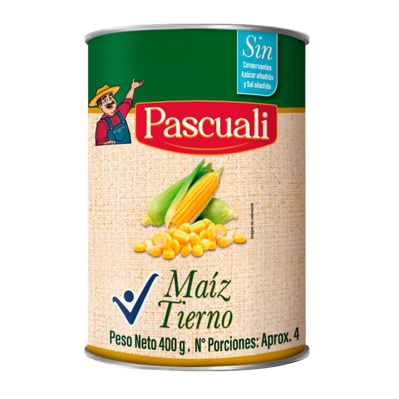 Maiz sin Sal y sin Azucar Pascuali 400 g