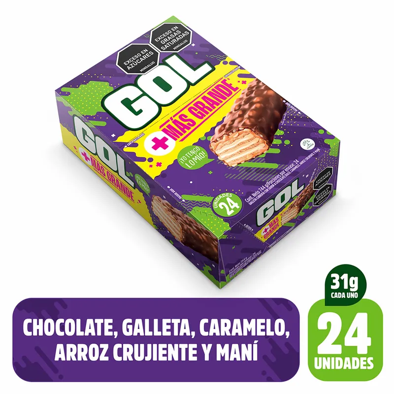 Chocolatina Gol Mas Grande 24 unidades 31 g